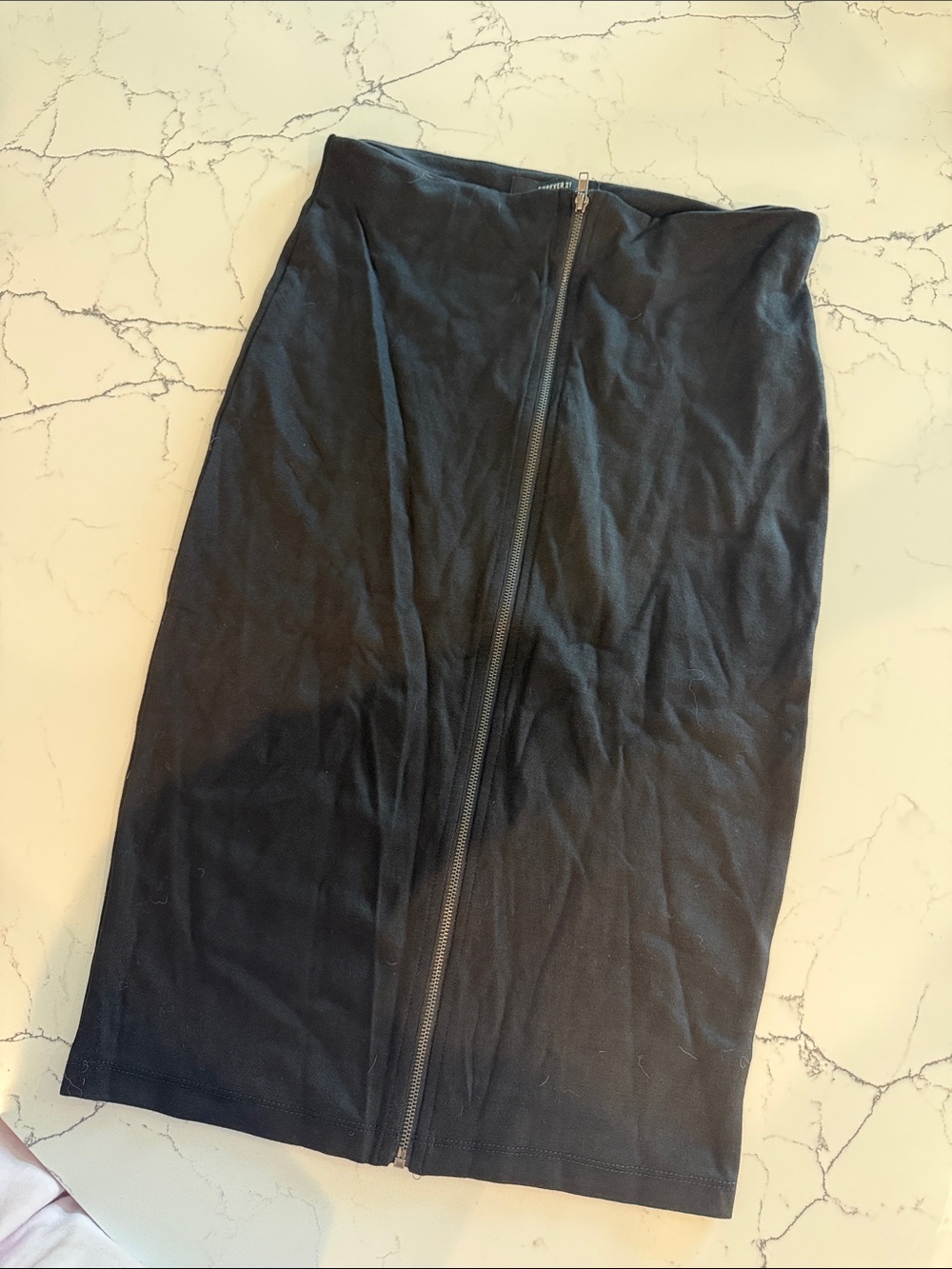Forever 21 Black Front-Zip Pencil Skirt